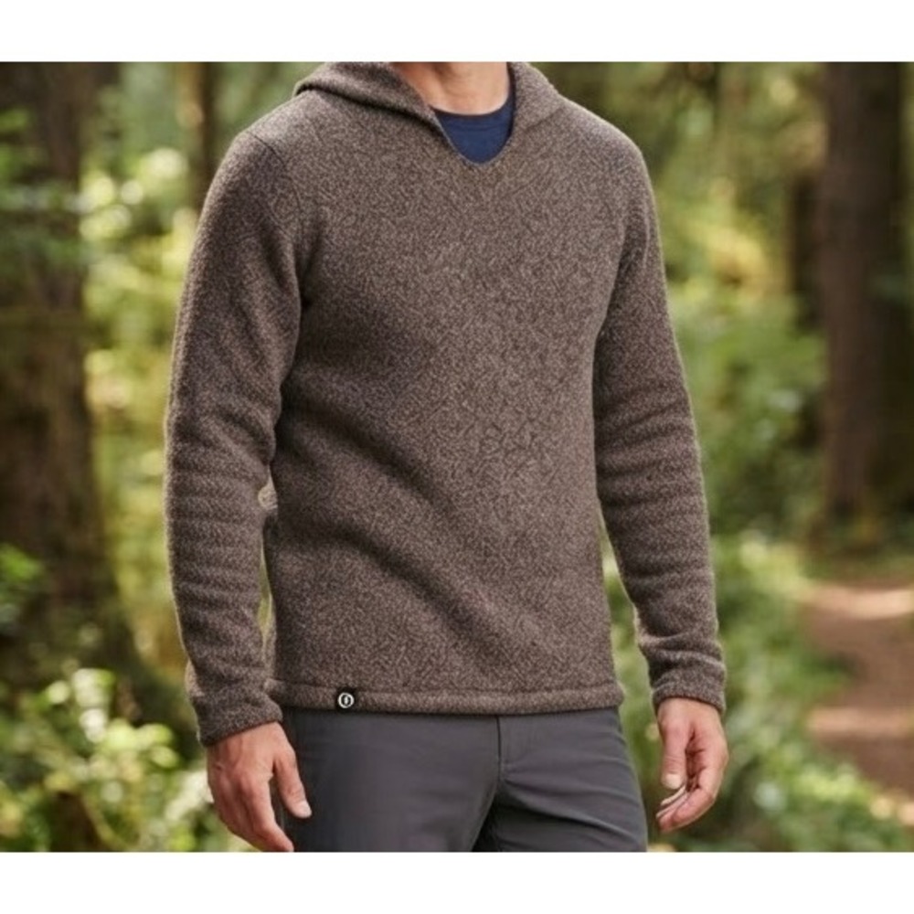 PAKA The Hoodie Mens XL Brown Alpaca Merino Wool Blend Knit Sweater Handmade